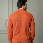 Ribbed Orange High Neck Pullover